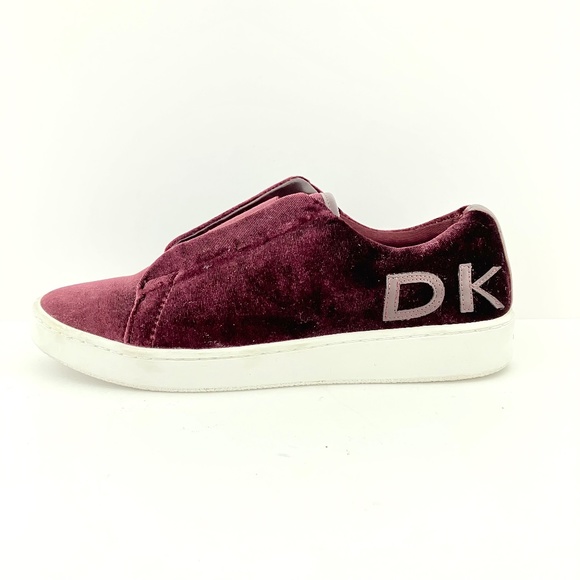 Donna Karan New York Burgundy Velour / Velvet Slip On Sneakers Size 7 F3101154 - Picture 11 of 13